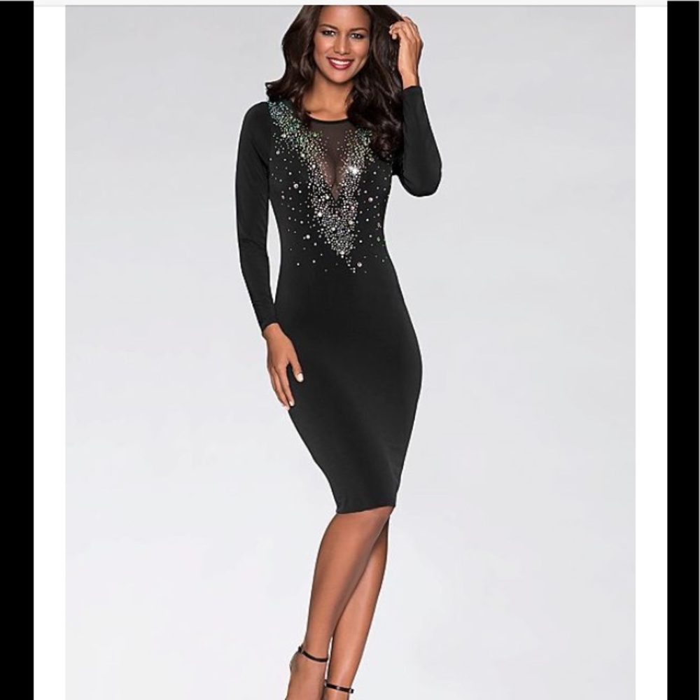 Embellished V neck dress